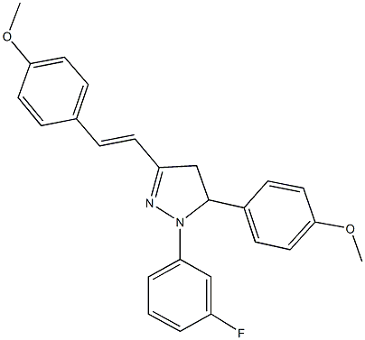 1-(3-fluorophenyl)-5-(4-methoxyphenyl)-3-[2-(4-methoxyphenyl)vinyl]-4,5-dihydro-1H-pyrazole Structure