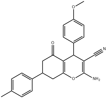 2-amino-4-(4-methoxyphenyl)-7-(4-methylphenyl)-5-oxo-5,6,7,8-tetrahydro-4H-chromene-3-carbonitrile 구조식 이미지