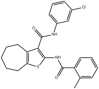 N-(3-chlorophenyl)-2-[(2-methylbenzoyl)amino]-5,6,7,8-tetrahydro-4H-cyclohepta[b]thiophene-3-carboxamide 구조식 이미지