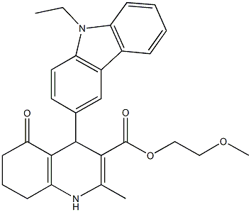 2-methoxyethyl 4-(9-ethyl-9H-carbazol-3-yl)-2-methyl-5-oxo-1,4,5,6,7,8-hexahydroquinoline-3-carboxylate 구조식 이미지