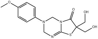 7,7-bis(hydroxymethyl)-3-(4-methoxyphenyl)-3,4-dihydro-2H-[1,3]thiazolo[3,2-a][1,3,5]triazin-6(7H)-one 구조식 이미지