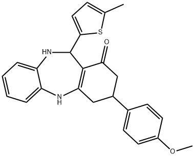 3-(4-methoxyphenyl)-11-(5-methyl-2-thienyl)-2,3,4,5,10,11-hexahydro-1H-dibenzo[b,e][1,4]diazepin-1-one 구조식 이미지