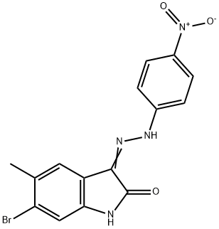 6-bromo-5-methyl-1H-indole-2,3-dione 3-({4-nitrophenyl}hydrazone) 구조식 이미지