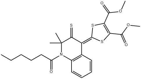 dimethyl 2-(1-hexanoyl-2,2-dimethyl-3-thioxo-2,3-dihydro-4(1H)-quinolinylidene)-1,3-dithiole-4,5-dicarboxylate Structure