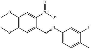 N-(4,5-dimethoxy-2-nitrobenzylidene)-3-fluoro-4-methylaniline 구조식 이미지