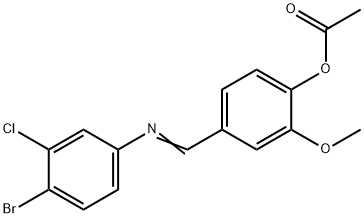 4-{[(4-bromo-3-chlorophenyl)imino]methyl}-2-methoxyphenyl acetate Structure