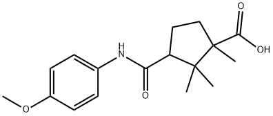 3-[(4-methoxyanilino)carbonyl]-1,2,2-trimethylcyclopentanecarboxylic acid Structure