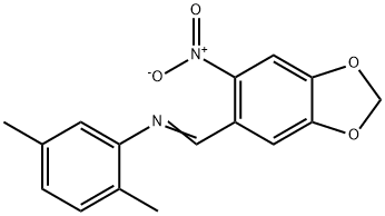 2,5-dimethyl-N-[(6-nitro-1,3-benzodioxol-5-yl)methylene]aniline 구조식 이미지
