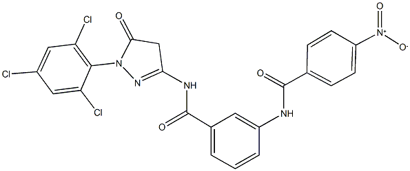 3-[({4-nitrophenyl}carbonyl)amino]-N-[5-oxo-1-(2,4,6-trichlorophenyl)-4,5-dihydro-1H-pyrazol-3-yl]benzamide 구조식 이미지