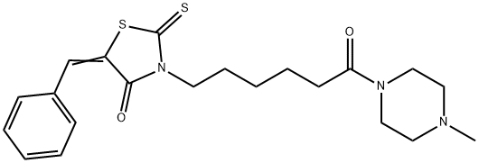 5-benzylidene-3-[6-(4-methyl-1-piperazinyl)-6-oxohexyl]-2-thioxo-1,3-thiazolidin-4-one 구조식 이미지