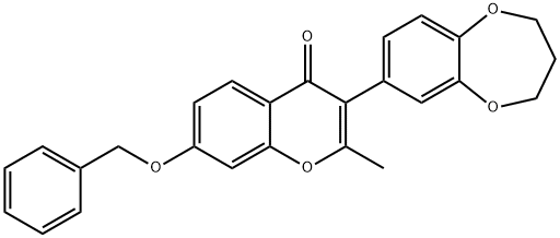 7-(benzyloxy)-3-(3,4-dihydro-2H-1,5-benzodioxepin-7-yl)-2-methyl-4H-chromen-4-one 구조식 이미지