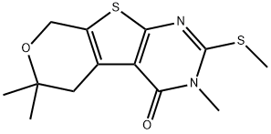 3,6,6-trimethyl-2-(methylsulfanyl)-3,5,6,8-tetrahydro-4H-pyrano[4',3':4,5]thieno[2,3-d]pyrimidin-4-one Structure