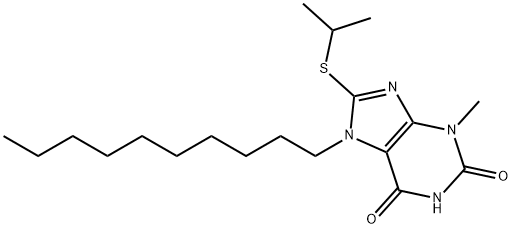 7-decyl-3-methyl-8-[(1-methylethyl)sulfanyl]-3,7-dihydro-1H-purine-2,6-dione 구조식 이미지