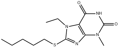 7-ethyl-3-methyl-8-(pentylsulfanyl)-3,7-dihydro-1H-purine-2,6-dione Structure