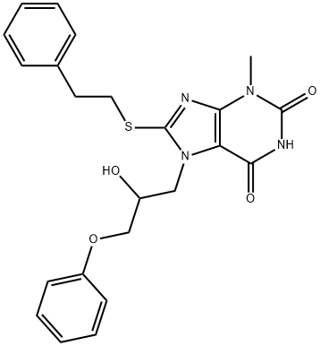 7-(2-hydroxy-3-phenoxypropyl)-3-methyl-8-[(2-phenylethyl)sulfanyl]-3,7-dihydro-1H-purine-2,6-dione Structure