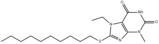 8-(decylsulfanyl)-7-ethyl-3-methyl-3,7-dihydro-1H-purine-2,6-dione 구조식 이미지