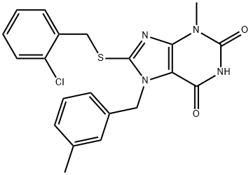 8-[(2-chlorobenzyl)sulfanyl]-3-methyl-7-(3-methylbenzyl)-3,7-dihydro-1H-purine-2,6-dione Structure