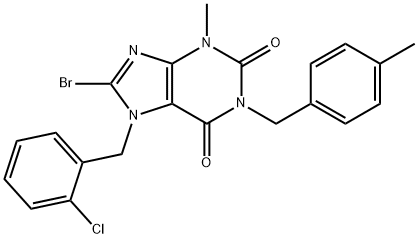 8-bromo-7-(2-chlorobenzyl)-3-methyl-1-(4-methylbenzyl)-3,7-dihydro-1H-purine-2,6-dione 구조식 이미지