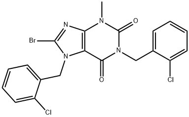 8-bromo-1,7-bis(2-chlorobenzyl)-3-methyl-3,7-dihydro-1H-purine-2,6-dione 구조식 이미지