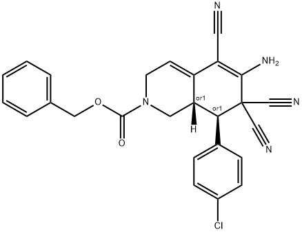 benzyl 6-amino-8-(4-chlorophenyl)-5,7,7-tricyano-3,7,8,8a-tetrahydro-2(1H)-isoquinolinecarboxylate Structure