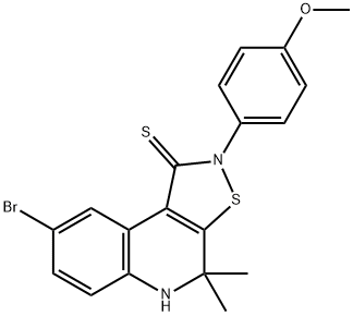 8-bromo-4,4-dimethyl-2-[4-(methyloxy)phenyl]-4,5-dihydroisothiazolo[5,4-c]quinoline-1(2H)-thione Structure