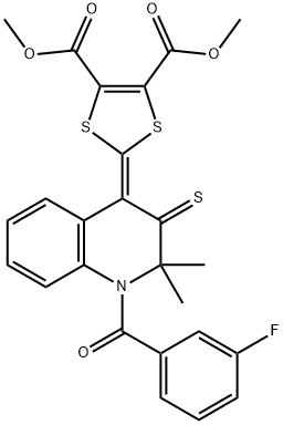 dimethyl 2-(1-(3-fluorobenzoyl)-2,2-dimethyl-3-thioxo-2,3-dihydro-4(1H)-quinolinylidene)-1,3-dithiole-4,5-dicarboxylate 구조식 이미지