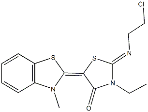 2-[(2-chloroethyl)imino]-3-ethyl-5-(3-methyl-1,3-benzothiazol-2(3H)-ylidene)-1,3-thiazolidin-4-one Structure