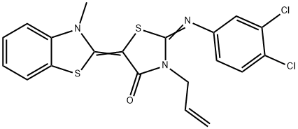 3-allyl-2-[(3,4-dichlorophenyl)imino]-5-(3-methyl-1,3-benzothiazol-2(3H)-ylidene)-1,3-thiazolidin-4-one 구조식 이미지