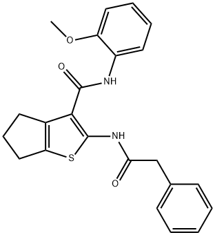 N-(2-methoxyphenyl)-2-[(phenylacetyl)amino]-5,6-dihydro-4H-cyclopenta[b]thiophene-3-carboxamide 구조식 이미지