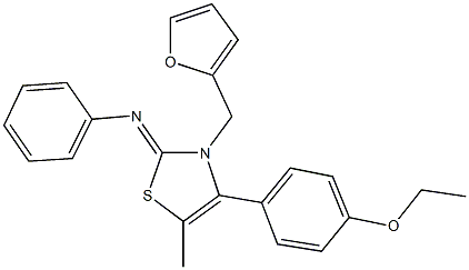 N-(4-(4-ethoxyphenyl)-3-(2-furylmethyl)-5-methyl-1,3-thiazol-2(3H)-ylidene)-N-phenylamine Structure