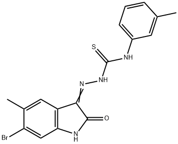 6-bromo-5-methyl-1H-indole-2,3-dione 3-[N-(3-methylphenyl)thiosemicarbazone] 구조식 이미지