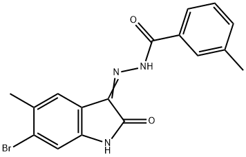 N'-(6-bromo-5-methyl-2-oxo-1,2-dihydro-3H-indol-3-ylidene)-3-methylbenzohydrazide Structure