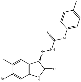 6-bromo-5-methyl-1H-indole-2,3-dione 3-[N-(4-methylphenyl)thiosemicarbazone] Structure