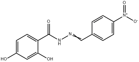 2,4-dihydroxy-N'-{4-nitrobenzylidene}benzohydrazide 구조식 이미지