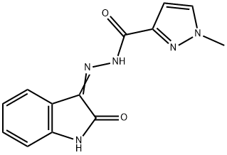 1-methyl-N'-(2-oxo-1,2-dihydro-3H-indol-3-ylidene)-1H-pyrazole-3-carbohydrazide 구조식 이미지