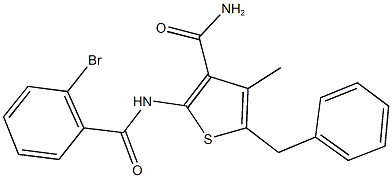 5-benzyl-2-[(2-bromobenzoyl)amino]-4-methyl-3-thiophenecarboxamide 구조식 이미지