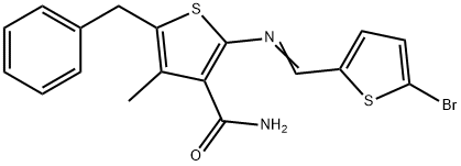 5-benzyl-2-{[(5-bromo-2-thienyl)methylene]amino}-4-methyl-3-thiophenecarboxamide Structure