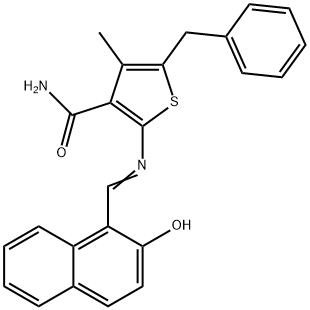 5-benzyl-2-{[(2-hydroxy-1-naphthyl)methylene]amino}-4-methyl-3-thiophenecarboxamide Structure