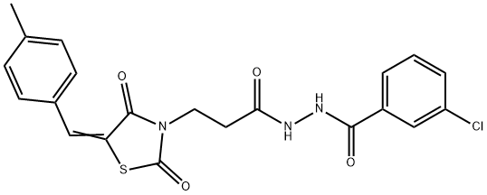 3-chloro-N'-{3-[5-(4-methylbenzylidene)-2,4-dioxo-1,3-thiazolidin-3-yl]propanoyl}benzohydrazide Structure