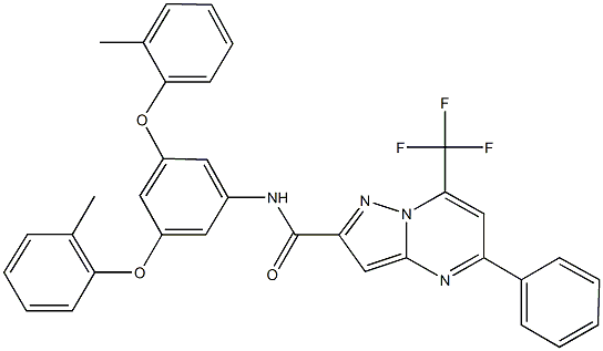 N-[3,5-bis(2-methylphenoxy)phenyl]-5-phenyl-7-(trifluoromethyl)pyrazolo[1,5-a]pyrimidine-2-carboxamide 구조식 이미지