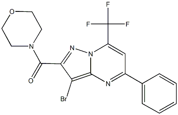 3-bromo-2-(morpholin-4-ylcarbonyl)-5-phenyl-7-(trifluoromethyl)pyrazolo[1,5-a]pyrimidine Structure