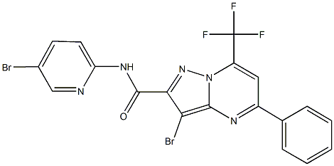 3-bromo-N-(5-bromo-2-pyridinyl)-5-phenyl-7-(trifluoromethyl)pyrazolo[1,5-a]pyrimidine-2-carboxamide 구조식 이미지