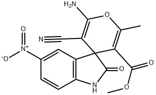 methyl 6-amino-5-cyano-1',3'-dihydro-2-methyl-5'-nitro-2'-oxospiro[4H-pyran-4,3'-(2'H)-indole]-3-carboxylate Structure