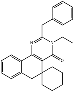 2-benzyl-3-ethyl-5,6-dihydrospiro(benzo[h]quinazoline-5,1'-cyclohexane)-4(3H)-one Structure