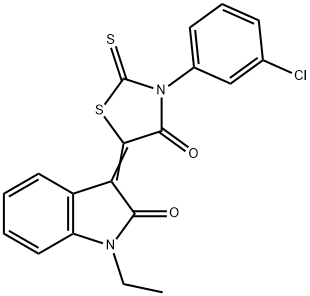 3-[3-(3-chlorophenyl)-4-oxo-2-thioxo-1,3-thiazolidin-5-ylidene]-1-ethyl-1,3-dihydro-2H-indol-2-one Structure