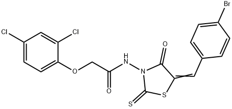 N-[5-(4-bromobenzylidene)-4-oxo-2-thioxo-1,3-thiazolidin-3-yl]-2-(2,4-dichlorophenoxy)acetamide 구조식 이미지