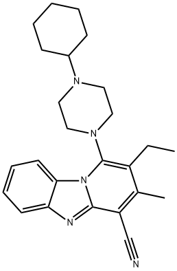 1-(4-cyclohexylpiperazin-1-yl)-2-ethyl-3-methylpyrido[1,2-a]benzimidazole-4-carbonitrile Structure