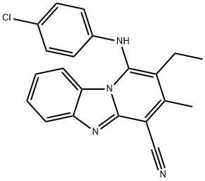 1-(4-chloroanilino)-2-ethyl-3-methylpyrido[1,2-a]benzimidazole-4-carbonitrile 구조식 이미지