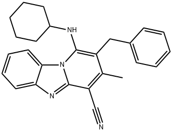 2-benzyl-1-(cyclohexylamino)-3-methylpyrido[1,2-a]benzimidazole-4-carbonitrile Structure