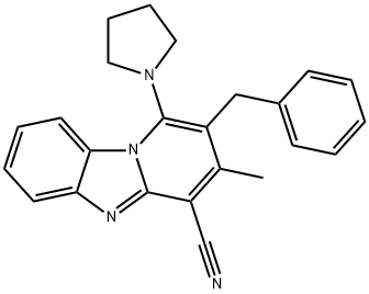 2-benzyl-3-methyl-1-(1-pyrrolidinyl)pyrido[1,2-a]benzimidazole-4-carbonitrile 구조식 이미지